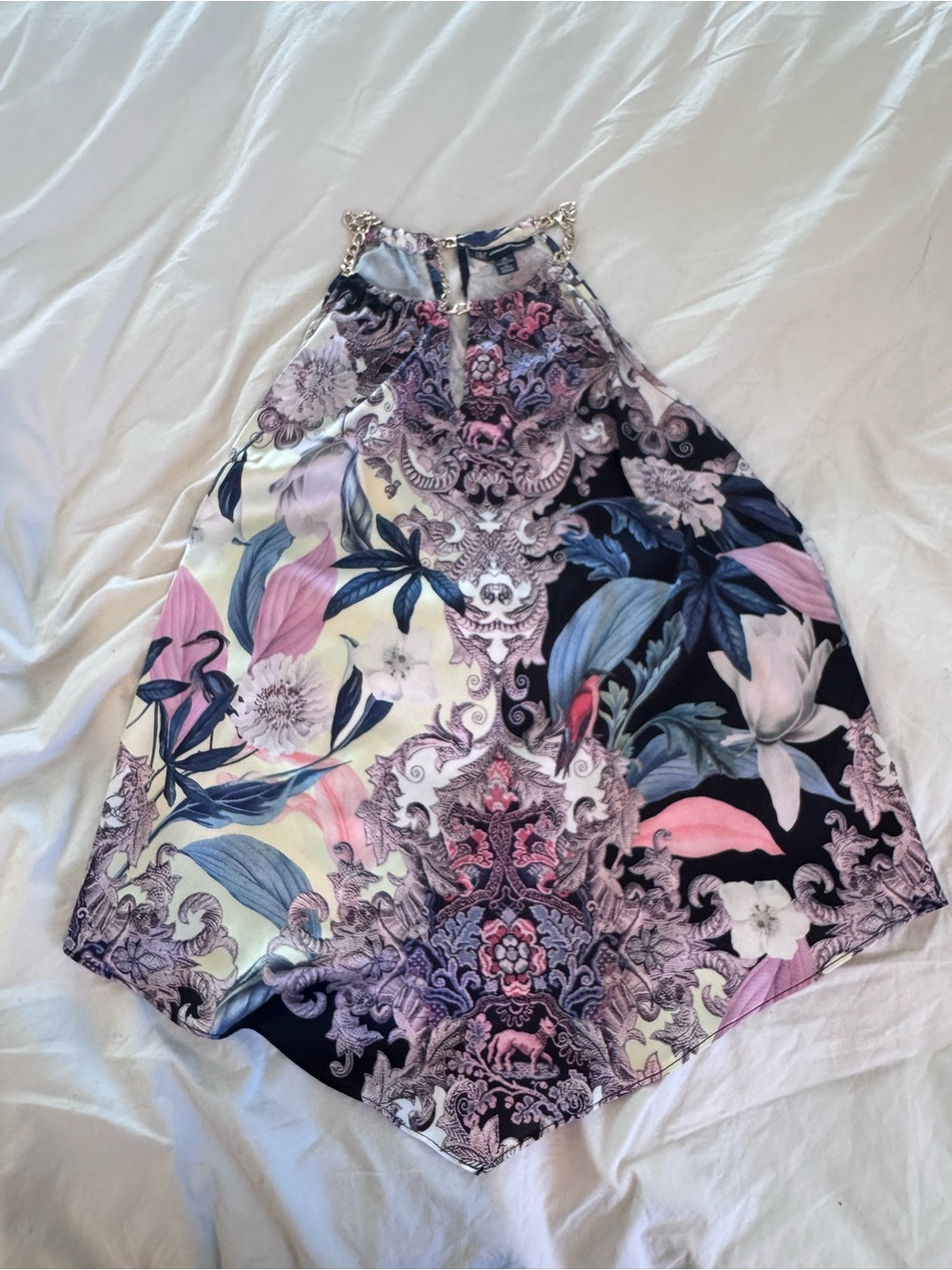 Floral Pattern Halter Shirt in Multicolor